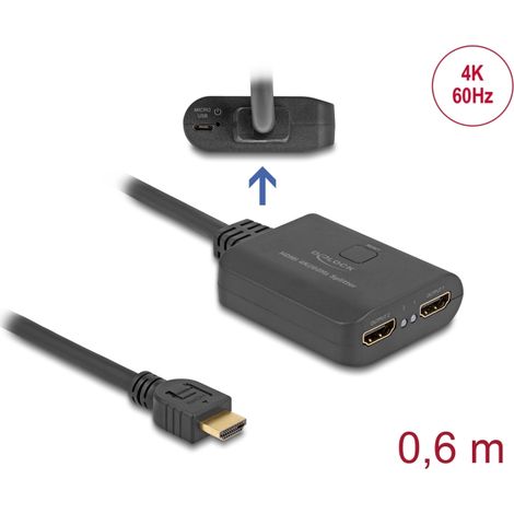 Splitter HDMI 1 x HDMI in a 2 x HDMI out 4K 60 Hz con ajuste de pantalla