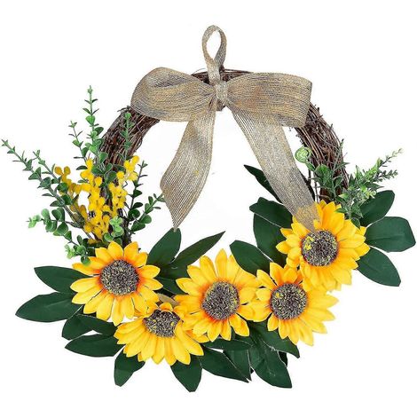 Yqing 33 cm künstlicher Sonnenblumenkranz, Türkranz Mini (1/4)