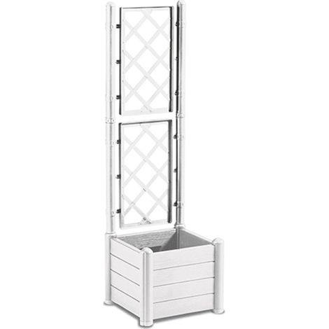 Fioriera Italia Stefanplast Quadra Con Spalliera Colore Bianco (1/7)