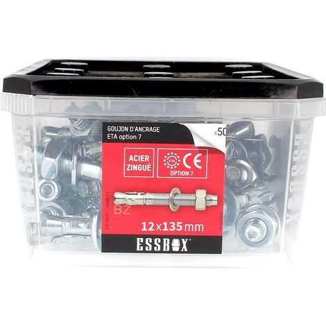 ESSBOX de 25 Goujons D'Ancrage 12X135 Acier (1/2)