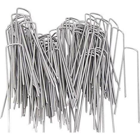 Clous À Terre En Forme De U - Acier Inoxydable - 15 Cm - Pour Fixation De Toiles De Jardin Clôtures Filets - Lot De 100 (1/4)