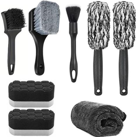 Kit de Nettoyage Jantes Voiture 8 Pièces avec Brosses (1/5)