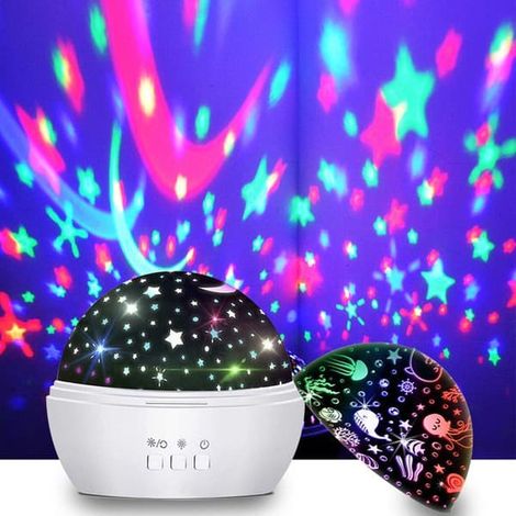 Veilleuse pour enfants - Projecteur d'étoiles - Lampe projecteur LED - Veilleuse pour bébés - 8 modes de couleur - Blanc (1/5)