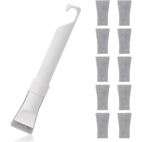 Crevice Cleaning Brush Set, Groove Crevice Cleaning Tool, with 11 Replaceable Sponge Cleaning Pads, Grout Cleaner Brush for Narrow Corners in Home Kitchen Bathroom and Window