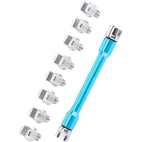 Clé à rayons moto CNC lot de 5 tailles 5.0-6.8 longueur 93mm pour la plupart des motos bleu (1/5)
