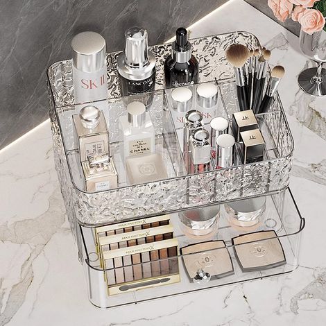 Coiffeuse rangement rouge à lèvres organisateur maquillage boîte de rangement compartimentée masques faciaux tiroir bureau cosmétique étagère de coiffure rangement beauté (1/5)