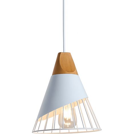 Lámpara Colgante Nórdica En Metal Y Madera "ADOR" - Blanco (1/5)