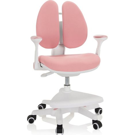Kinderstuhl / Kinderschreibtischstuhl KID WING mitwachsend Stoff rosa hjh OFFICE (1/5)