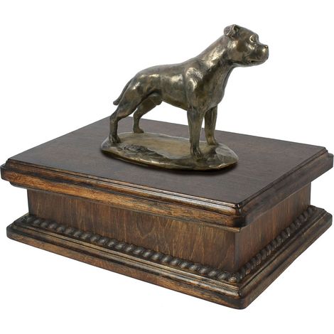 Urne funéraire pour Staffordshire Bull Terrier (Staffik, Staffi) - Urne classique ornée d'une statuette, Urne élégante avec un chien par Art-Dog (1/5)