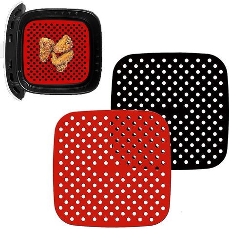 revtements Antiadhsifs Pour Friteuse Air, Accessoires Pour Friteuse Air, 2 Pcs 8,5 Pouces Tapis De Friteuse Air En Silicone Rutilisables Carrs (1/5)