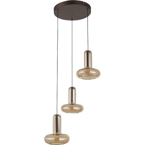 Italux Carote Suspension Cluster en cuivre, blanc chaud 3000K, intensité variable sur 3 niveaux, 3 LED