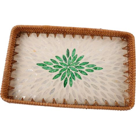 Plateau Tressé de Rangement pour Serviettes et Accessoires de Douche Main (1/5)