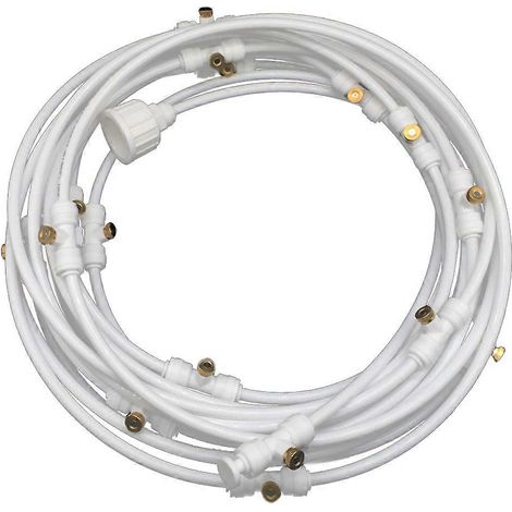 Kit de brumisation d'eau 15 m/18 m pour jardin, brumisateur d'extérieur, brumisateur pour serres et terrasses - Blanc