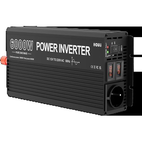 Inversor de potencia, potencia nominal de 3000 W, certificado CE y FCC, 6000 W-12 V-220 V-50 Hz (1/2)