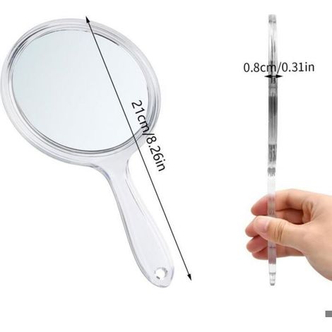 Miroir Maquillage Double Face - Grossissant 5x Et 1x - Poignée Ergonomique - Portable Pour Voyage Salle De Bain Bureau - 2 Pièces (1/4)