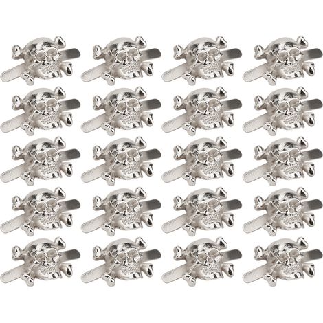 20 pièces de rivets punk en forme de crâne pour bracelets, sacs et vêtements - 13x18mm argenté (1/5)