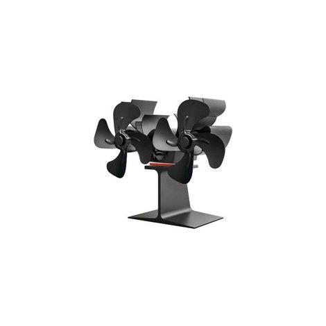 Ventilateur de cheminée, ventilateur thermique à double tête pour poêle à bois, ventilateur de Noël à 8 pales en forme de renne, noir, 20 x 9 x 17 cm