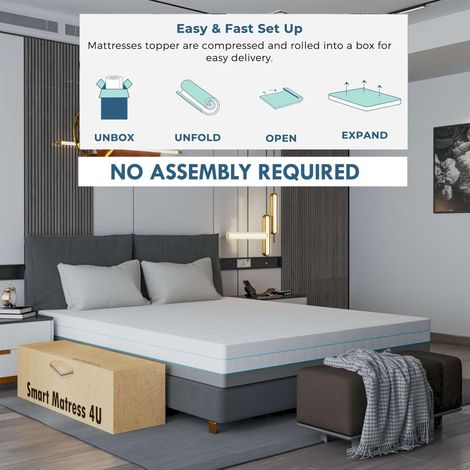 High Density Hard Foam Mattress Breathable Sides, Soft-Knit Cover & Supportive Base, Rolled & Boxed - King Size (L200cm x W150cm x D24cm) (1/5)