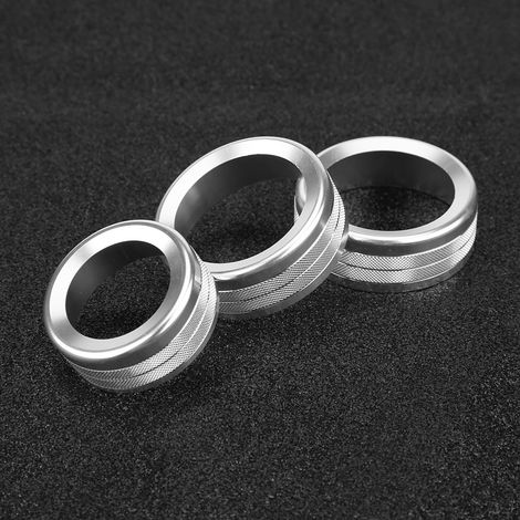 3-teiliges Einstellrad-Set aus Zinklegierung für die Klimaanlage des Alfa Romeo Giulia Stelvio, silberne Einstellringe (1/5)