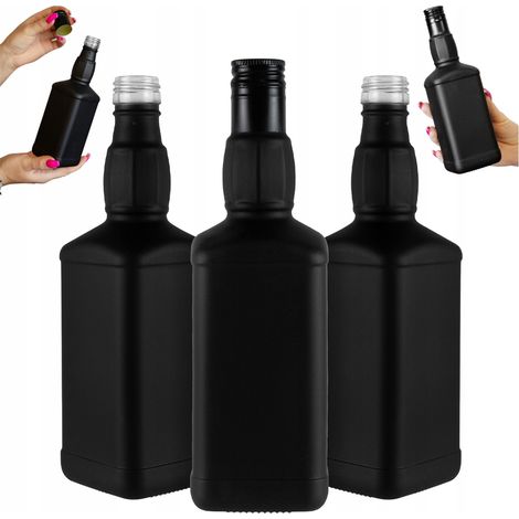 10 botellas de vidrio DANIEL de 500 ml, color negro mate, para whisky, licores y alcohol (0,5 l).