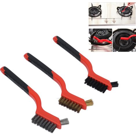 3-teiliges Drahtbürsten-Set – Messing, Edelstahl, ABS – Ergonomisch für die Reinigung von Dunstabzugshauben und Gasherden – 113 g (1/5)