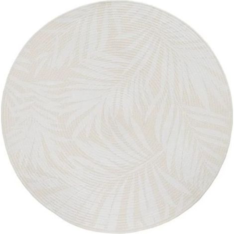 Tapis rond - JUANIO - JUANIO - 70% polyester / 30% coton - Ø 90 cm - Blanc / Beige (1/3)