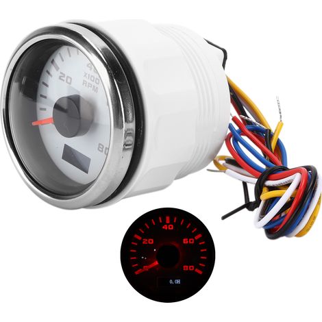 Tachymètre analogique marin de 52 mm, rétroéclairage rouge, type universel, convient aux moteurs de moto, voiture, camion, marin et à essence, 9-32 V. (1/5)