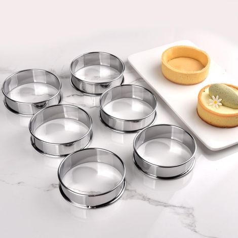 Stainless Steel Round Cake Circles with Rolled Edge, Height 2.5 cm (Diameter 8 cm, 6 Pieces) (1/5)