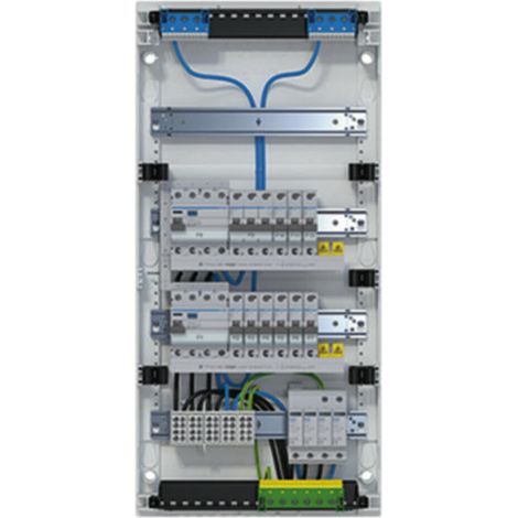 HAGER VA48BV1 VOLTA KLEINVERTEILER, AUFPUTZ, 4X12PLE, IP30, BESTÜCKT UND VERDRAHTET, 2 FI-KREISE, ÜBERSPANNUNGSABLEITER