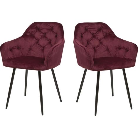 Chaise de salle à manger moderne en tissu velours (lot de 2) Ophelie (1/5)