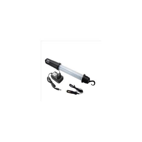Mechanische Arbeitsleuchte, wiederaufladbare Arbeitsleuchte, leistungsstarke tragbare Arbeitsleuchte, kompakte LED-Taschenlampe für Baustellen mit Adapter und Autoladegerät – Crezuo
