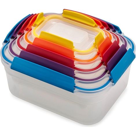 Nest Lock Set 5 Boîtes Alimentaires en Plastique, Boîte Repas, Conservation Alimentaire, Rangement et Organisation de Cuisine, Multicolore (1/5)