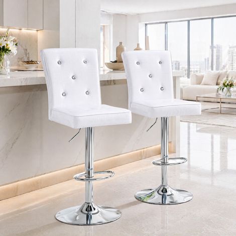 Chaise salle à manger en PVC blanc détails cristal OKMYHOME (1/5)