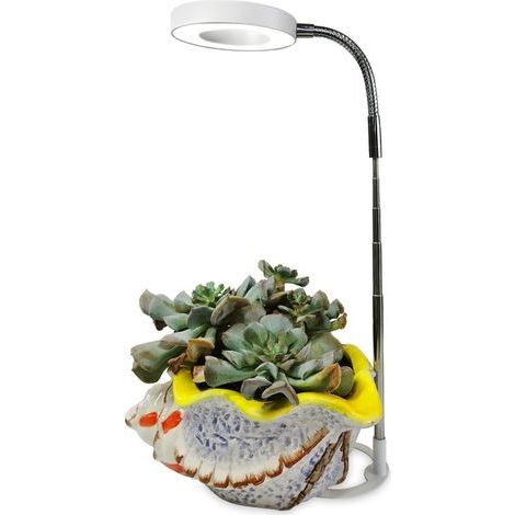 Lampe de culture pour plantes, alimentée par le sol, réglable et programmable, anneau d'ange, spectre complet, imitation de la lumière du soleil, éclairage de remplissage pour pots de plantes succulen (1/5)
