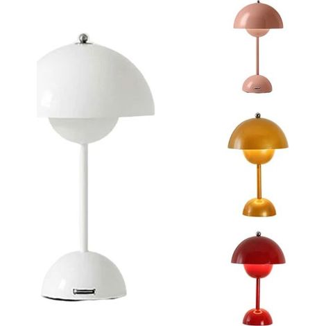 Lampe de table champignon en métal, lampe de bureau USB à brancher, éclairage décoratif blanc (1/5)