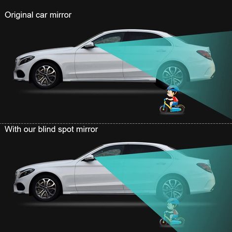 Rétroviseur convexe angle mort 2 pièces, miroir latéral rotatif sans cadre, forme éventail, panoramique, adhésif autocollant, pour SUV camion van voiture (1/4)