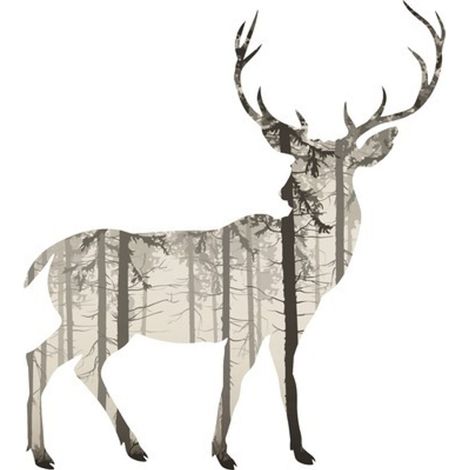 Décoration murale 3D cerf dans la forêt 50x50 cm