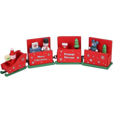 Décorations de Noël en bois, petit train détachable, cadeau de Noël original pour enfants. (1/5)