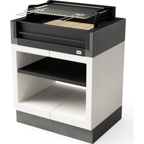 TUOZI - Barbacoa de Obra para Leña y Carbón Modelo KITAWAY GRILL (Gris/Blanco - 94 x 63 x 115 cm) REF: T00171 - Uso en Exteriores (1/3)