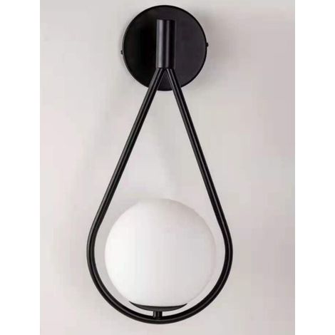 Indoor Wall Lamp Round Industrial Retro Adjustable Spherical Glass Metal Wall Light E27 for Children's Bedroom Living Room Stairs(Black) OjzBW9Nk37F