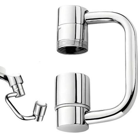Wasserhahnverlängerung, neue 1080° drehbare Multifunktions-Wasserhahnverlängerung, schwenkbare Wasserhahnverlängerung für Bad und Küche (silber, 1 Stück) (1/4)