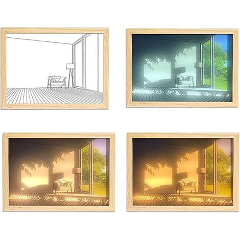 Applique Peinture Led Luminaires Intérieur Peinture Décorative Lampe De Table Décoration Créative Veilleuse Cadeau Atmosphère éclairage Applique Mural Peinture (Empty room, 23cmx17cm) (1/5)