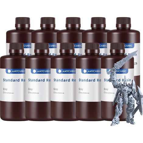 Resina per stampa 3D, polimerizzazione UV, compatibile con stampanti LCD, 10 kg, grigia. (1/2)