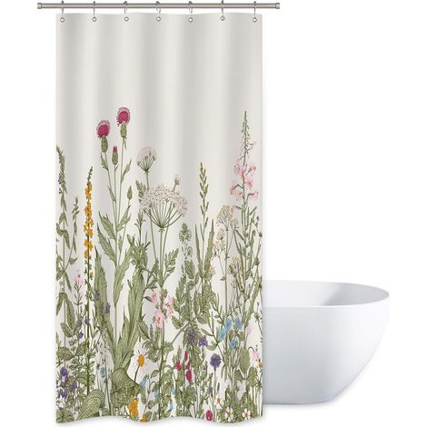Rideau de douche coloré motif floral avec crochets, 150×180 cm, décoration salle de bain