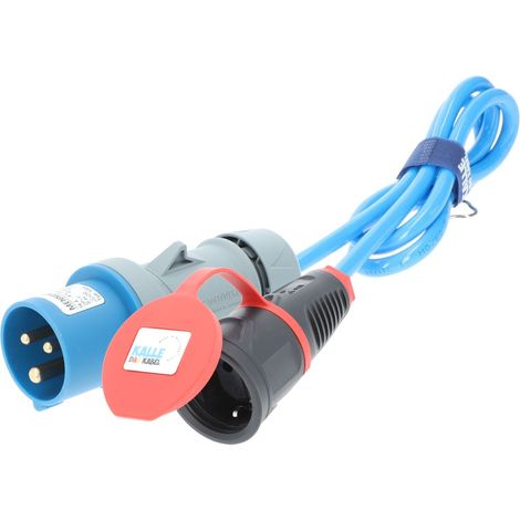 Kalle Adapterkabel CEE 230V 16A 2,5mm² auf Schuko Extreme Blau IP44 1,5 Meter