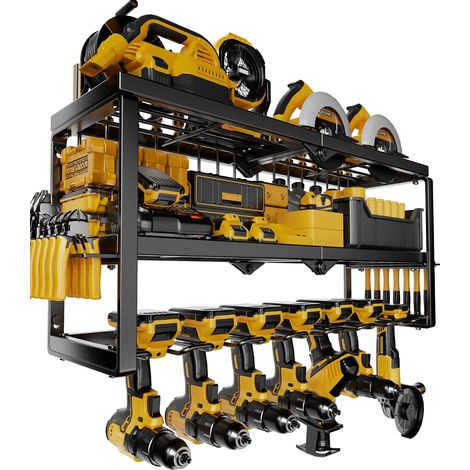 Organiseur d'outils électriques, 7 supports de perceuse pour organisateur d'outils, rangement et organisation pour garage, étagère à outils en métal robuste pour outils électriques sans fil (1/5)