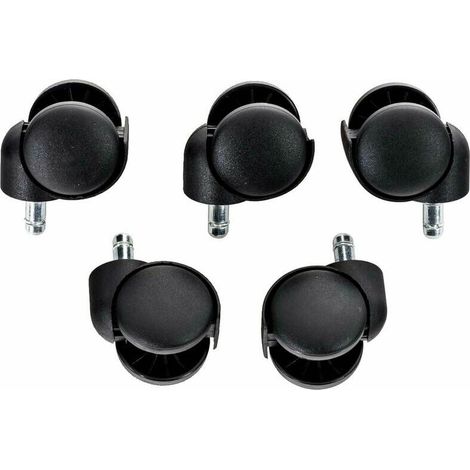 Green Mobility-Set de 5 roulettes en plastique pour fauteuil de bureau noir (1/5)