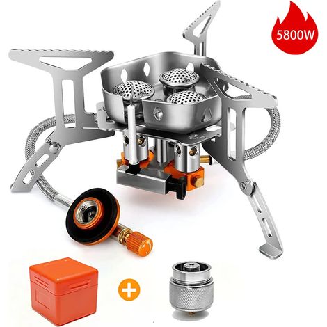 Réchaud à gaz de camping coupe-vent, brûleur touristique d'extérieur, chauffage puissant, réchaud de tourisme, fourneau portable, fournitures et équipement de pique-nique, réchauds de cuisine portable (1/5)