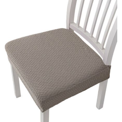 4 Pcs Removable and Washable Jacquard Dining Chair Cushion Cover - Taupe, solid color stretch chair cover, ideal for hotel or home dining chair covers (1/5)