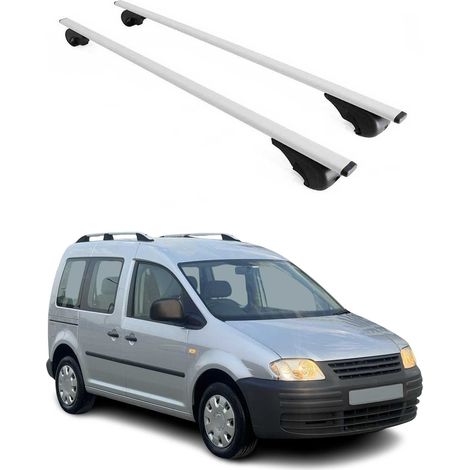 OMAC Dachträger Querträger für VW Caddy III 2003-2015 Pre-FL – Abschließbar – Max. 75 kg – 2 Stangen Stahl Silber (1/5)
